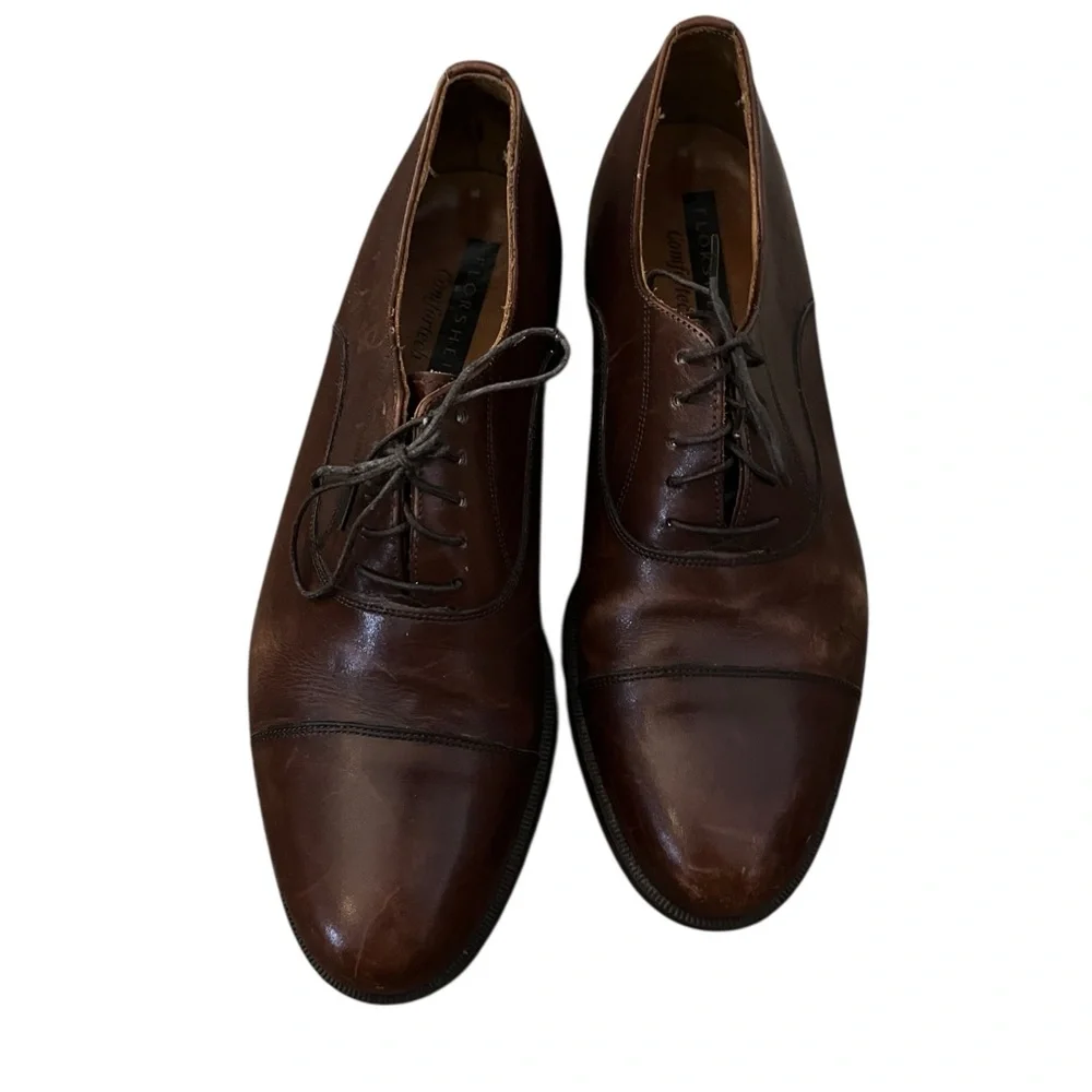 Vintage Y2K Florsheim Comfortech Cap Toe Oxford Dress Shoes Leather Brown 9.5D